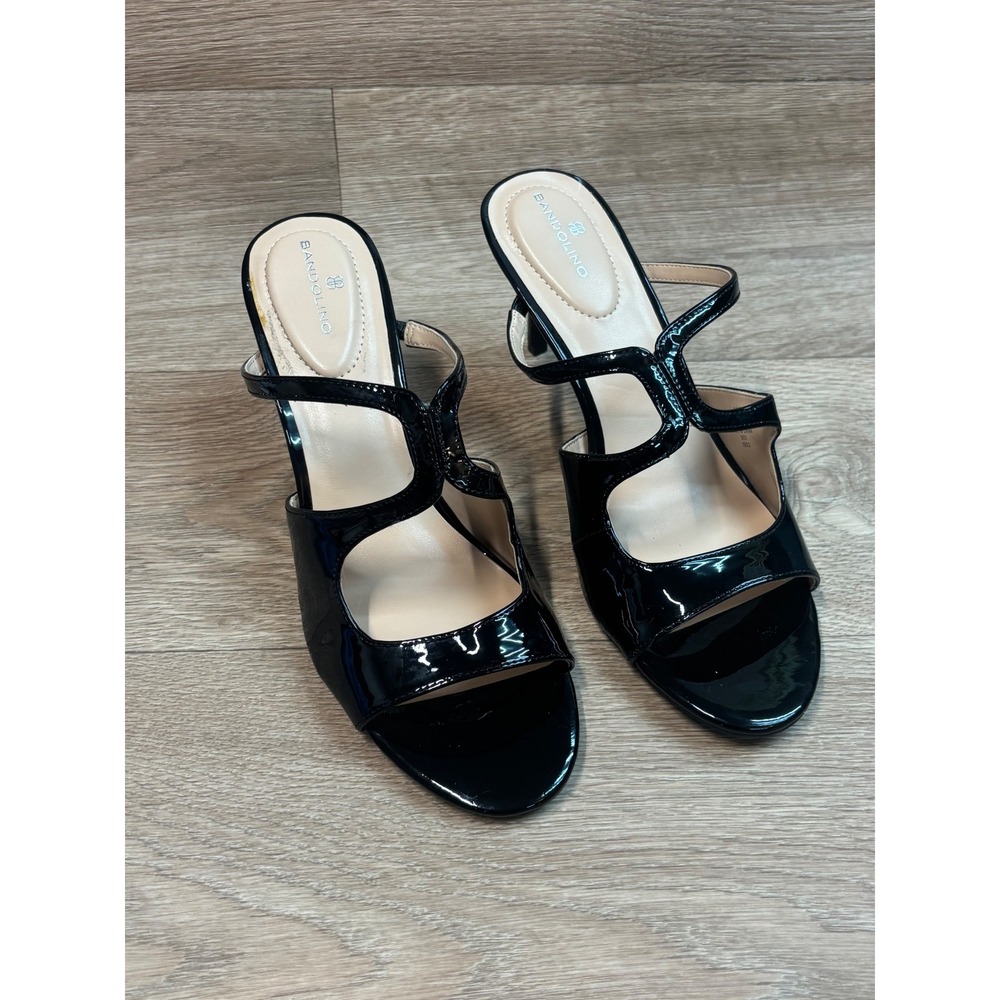 Bandolino Mizelle3 Black Patent Strappy Heeled Sandals Womens 11M